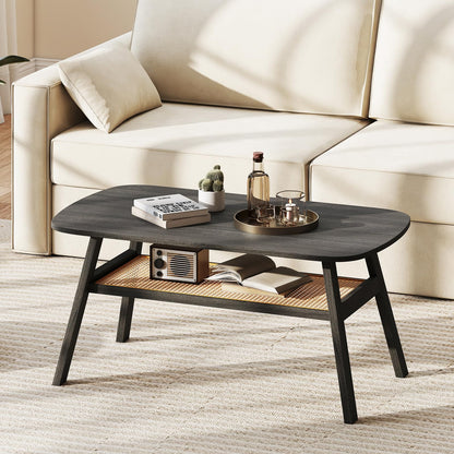 Goflame Rattan Coffee Table for Living Room