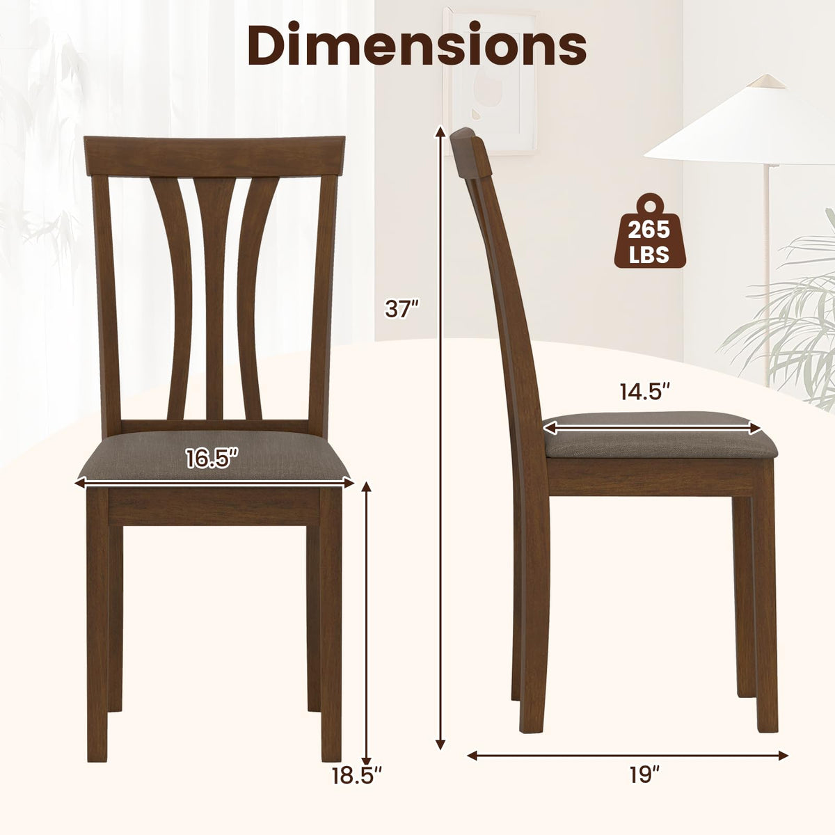 Goflame Wooden Dining Chairs Set of 2/4 Linen Fabric Upholstered Kitchen Armless Chair