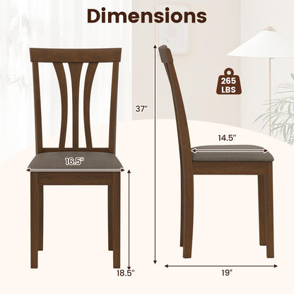 Goflame Wooden Dining Chairs Set of 2/4 Linen Fabric Upholstered Kitchen Armless Chair