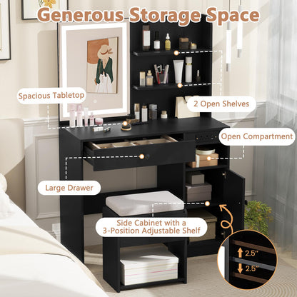 Makeup Vanity Set with Mirror and Lights, Vanity Desk with Charging Station