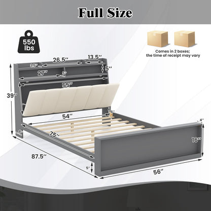 Goflame Full Size Bed Frame with Storage