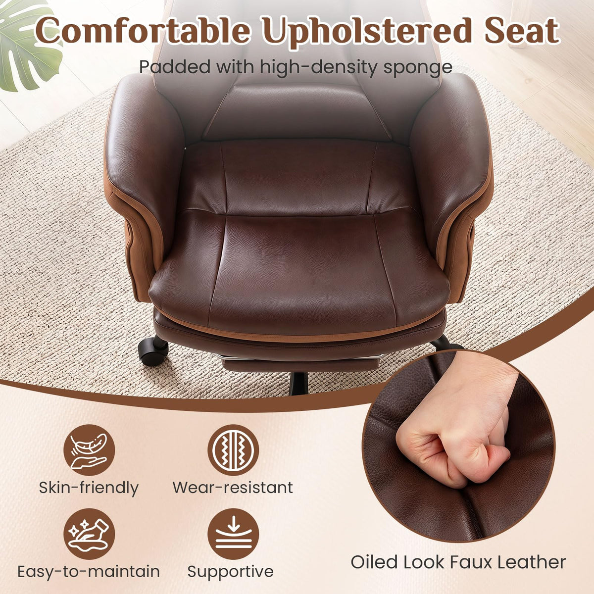 Goflame Big & Tall Office Chair with Adjustable Armrest
