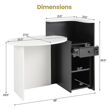 Goflame Front Counter Desk with Lockable Drawer