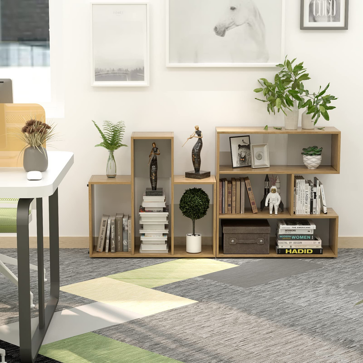Goflame Open Shelf Bookcase, Separable Cube Bookshelf TV Stand w/ 6 Grids