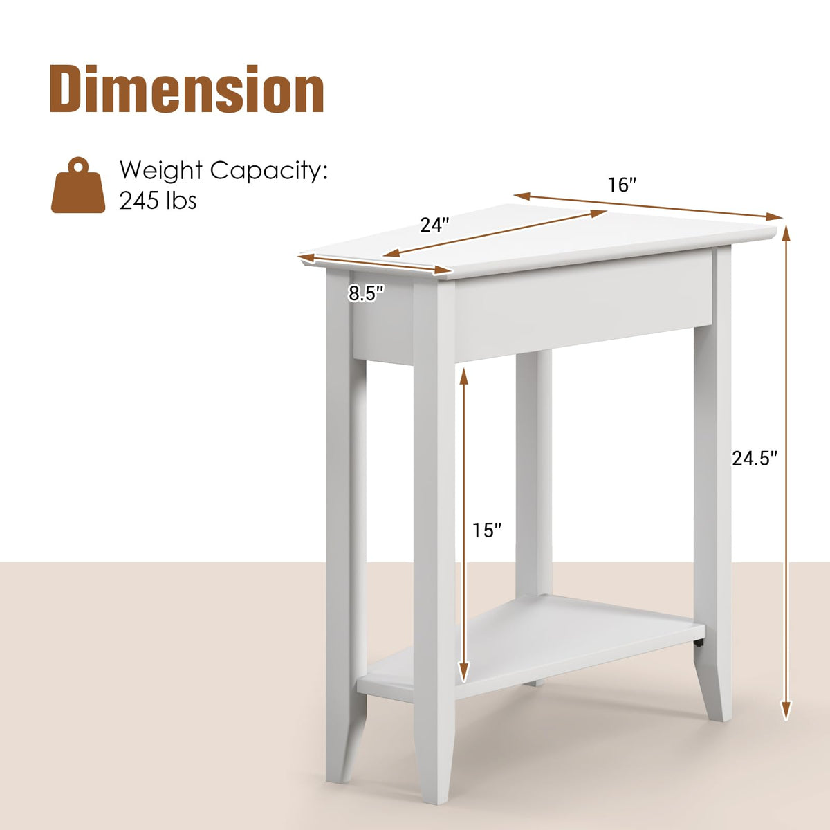 Triangle Side Table with Storage Shelf - Goflame