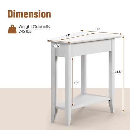Triangle Side Table with Storage Shelf - Goflame