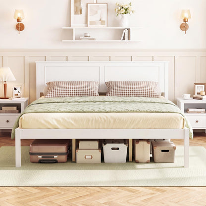 Goflame Wood Queen/Full/Twin Size Bed Frame with Wooden Slat Support