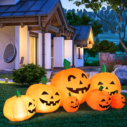 7.5 Ft Halloween Inflatable Pumpkin Patch, Inflatable Blow Up Flashing Lights 7 Pumpkins