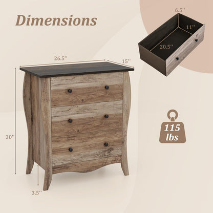 Goflame Storage Cabinet with Foldable & Detachable Fabric Drawers, Anti-Tipping Kit, 26.5” x 15” x 30” Farmhouse Floor Cabinet