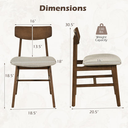 Goflame Solid Rubber Wood Dining Room Chairs with Curved Backrest
