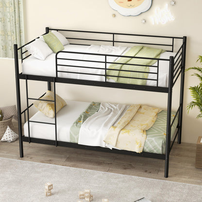 Goflame Metal Bunk Bed Twin Over Twin, Bunk Beds for Kids, Teens & Adults Bunk Bed with Stairs