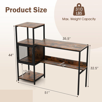 Goflame Modern Computer Workstation Home Office Desk with Storage Cabinet and Shelves