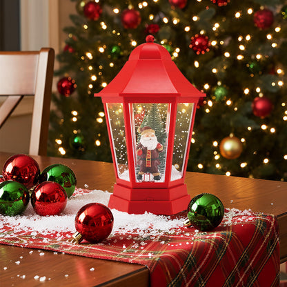 Goflame 2-in-1 Musical Lamp Post & Snow Globe Lantern (Snowing Santa)