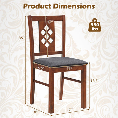 Goflame Wooden Upholstered Kitchen Chair with Elegant Diamond Back (2/4)