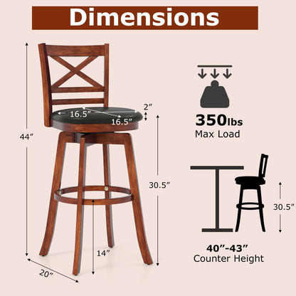 Goflame 30.5 Inch Bar Height Chairs Stools Set of 2/4 with PU Faux Leather Upholstered Seat