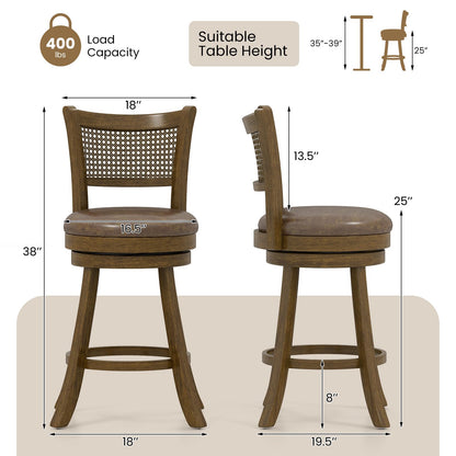 Goflame 25" Swivel Bar Stools Set of 2/4 with Footrest & Rubber Wood Frame