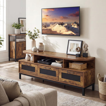 Goflame TV Stand for TVs up to 75" Entertainment Center with 3 Storage Drawers and Open Shelves
