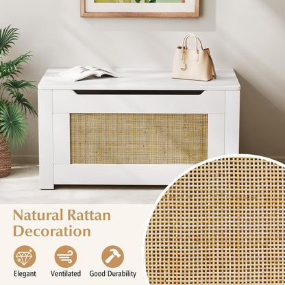 Goflame Rattan Storage Bench with Flip Top Lid & Safety Hinge