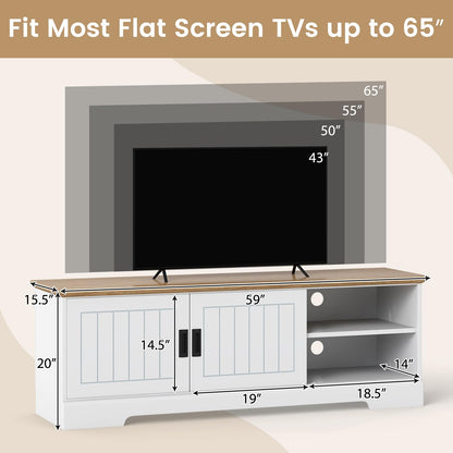 Goflame Farmhouse TV Stand for TVs up to 65" Entertainment Center with Storage Cabinets