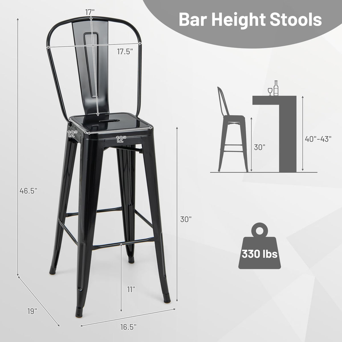 Goflame Metal Bar Stools Set of 4