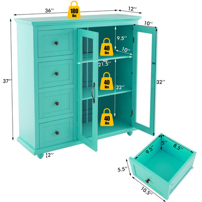 Goflame Buffet Sideboard with Storage - Kitchen Pantry Cabinet with 2 Doors, 4 Drawers, Adjustable Shelf