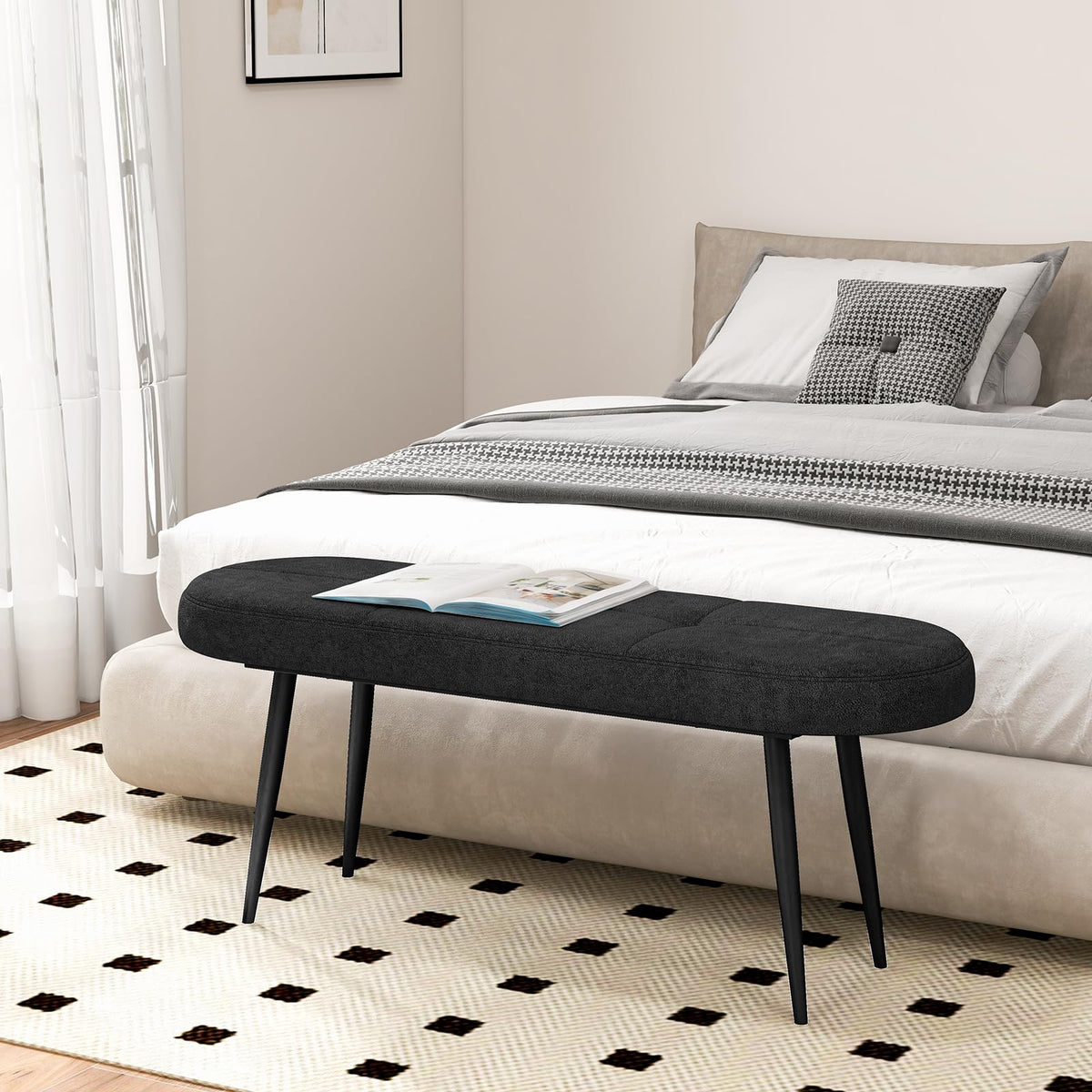 Goflame 47 inch Entryway Bench - End of Bed Bench