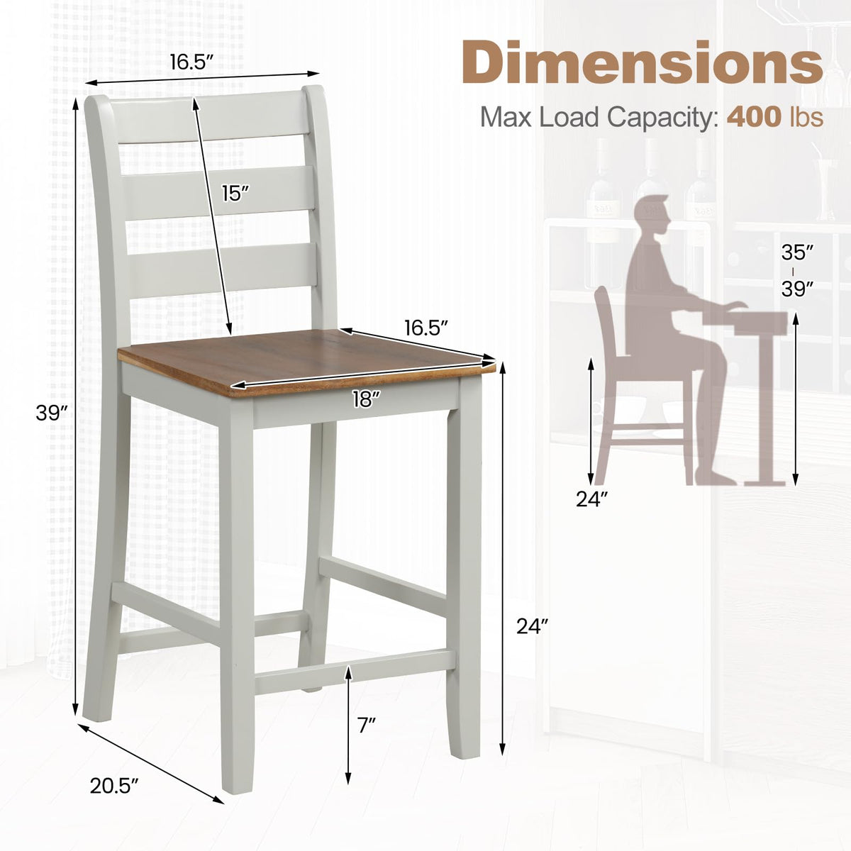 Goflame Counter Height Bar Stools Set