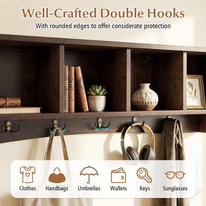 Goflame Wall Mounted Coat Rack with 4 Cubbies & 5 Double Hooks