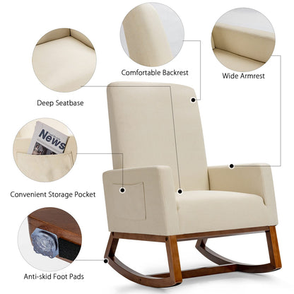 Goflame Rocking Chair Upholstered Living Room Chair
