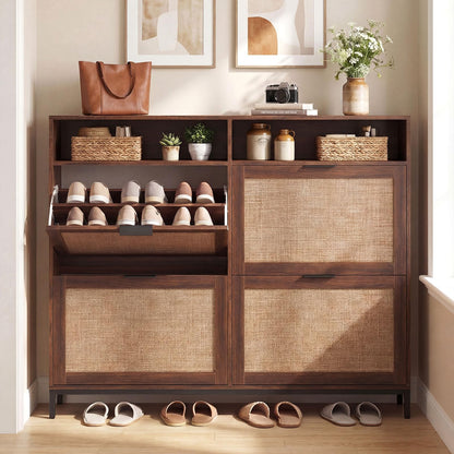 Goflame Large Shoe Storage Cabinet w/ 4 Flip Drawers