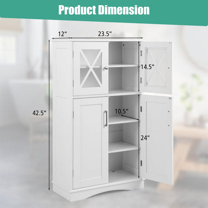 Goflame Bathroom Floor Storage Cabinet - Linen Floor Cabinet with Doors and Adjustable Shelves