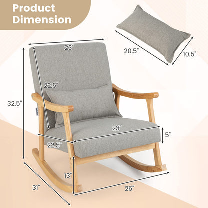 Goflame Upholstered Rocking Chair - Modern Rocker with Rubber Wood Frame, Comfy Backrest & Seat