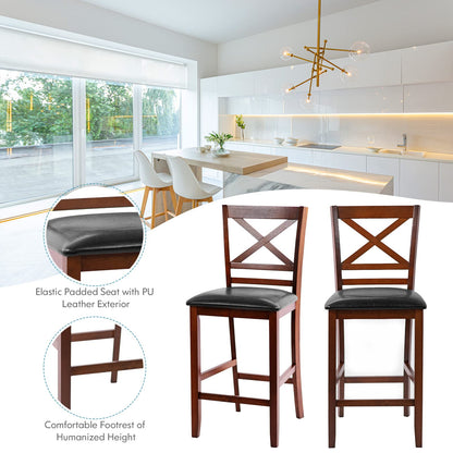Goflame Modern 25” Counter Height Dining Pub Stools with X-Shaped Backrest, Soft Cushion & Durable PU Seat