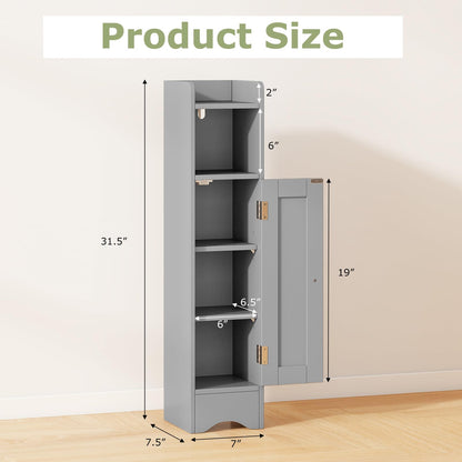 Goflame Small Bathroom Storage Cabinet Corner Floor Cabinet with Door & Adjustable Shelves