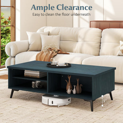Goflame 2-Tier Mid Century Modern Coffee Table with Storage Shelves Compartments
