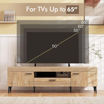 Goflame TV Stand for TV up to 65 Inches, Mid Century Modern Entertainment Center with 2 Cabinets