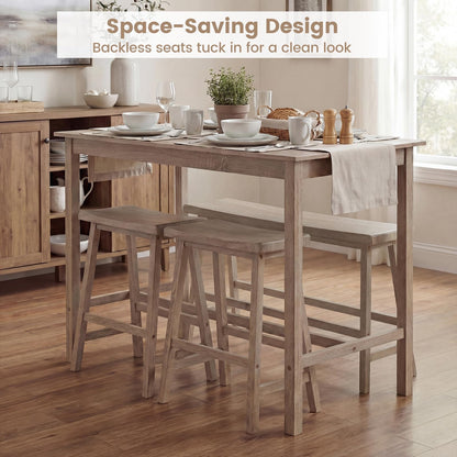 Goflame 4-Piece Counter Height Dining Table Set with Power Outlet