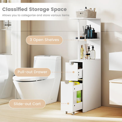 Goflame Slim Storage Cabinet Narrow Freestanding Bathroom Organizer