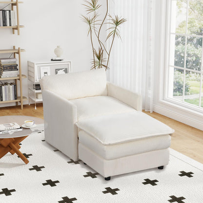 Goflame Oversized Accent Chair with Ottoman with Soft Corduroy Cushions