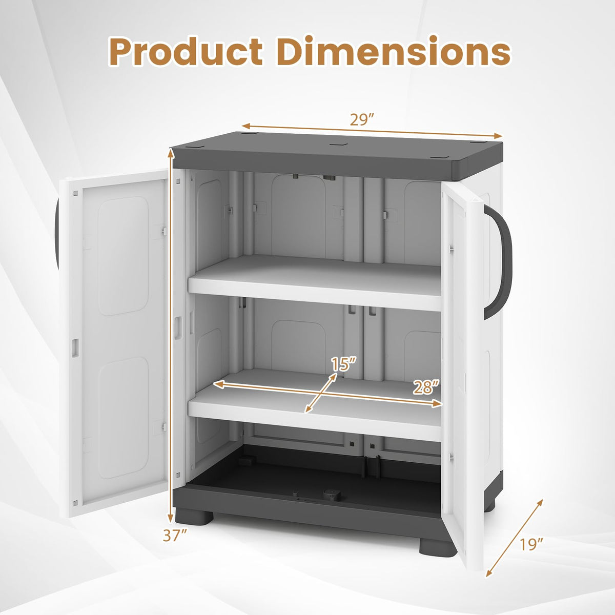 Goflame Storage Cabinet with 2 Doors and Adjustable Shelves