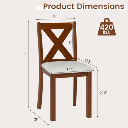 Goflame Wooden Dining Chair Set of 2/4 with Padded Seat and Curved Back