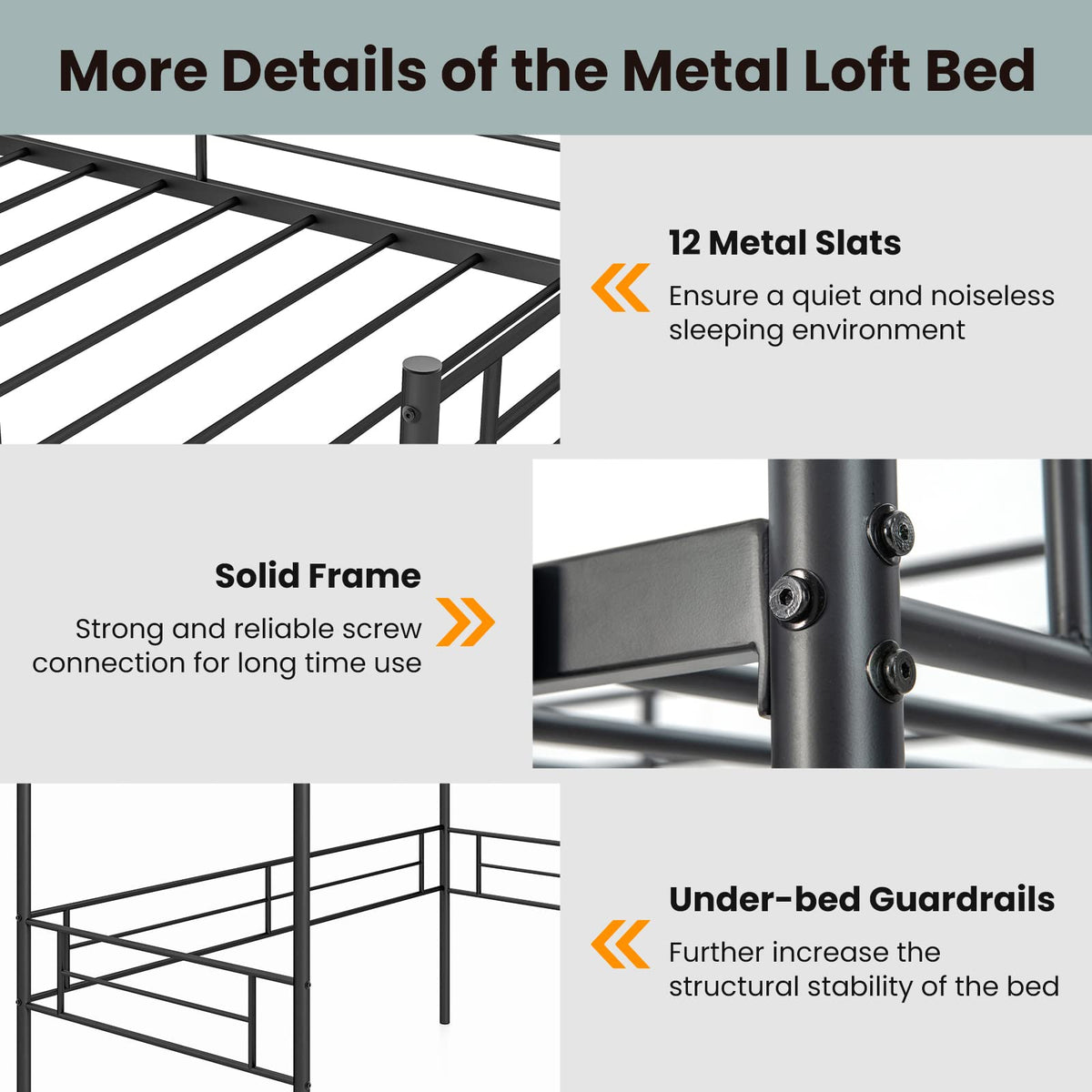 Metal Loft Bed Twin Size - Goflame