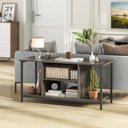 Goflame TV Stand for TV Up to 50” TVs, Entertainment Center with Charging Station, USB & Type C Ports