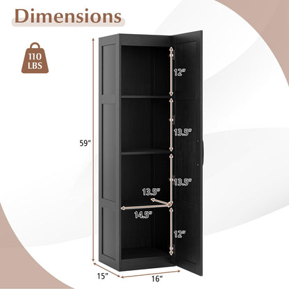 Goflame Narrow Farmhouse Freestanding Bathroom Cabinet with 4 Shelves