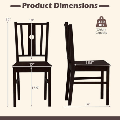 Goflame Solid Rubber Wood Kitchen Chairs with Slatted Curved Backrest & Wide Seat (2/4)