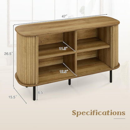 Goflame Kitchen Storage Cabinet, 47” Buffet Cabinet with Storage, Wooden Sideboard w/ 2 Sliding Tambour Doors