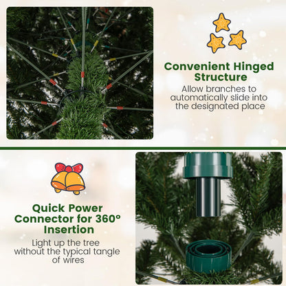 Goflame 12ft Pre-Lit Artificial Christmas Tree with 360° Quick Power Connector