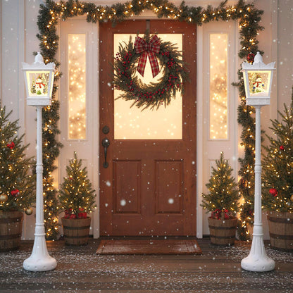 Goflame 8 ft White Musical Christmas Streetlight | Lighted Holiday Decoration for Home Yard Porch