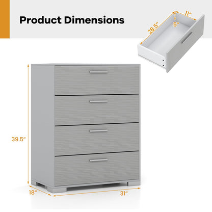 Goflame Storage Cabinet with 4 Drawers, Metal Legs & Handles, Anti-Toppling Devices, Tall Cabinet