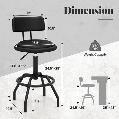 Goflame Swivel Bar Stools Set of 1/2/3/4, 24.5"-29" Height Adjustable Counter Height Chairs w/Back